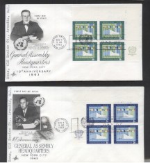 UN New York 1963 NY Meetings Mi.134-135 x 4 FDC UN.144