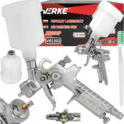 Pistol de vopsit pneumatic, duza 1mm, cu vas din plastic 125 ml, Verke foto