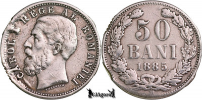 1885 B, 50 Bani - Carol I - Regatul Rom&amp;acirc;niei | KM 21.1 foto