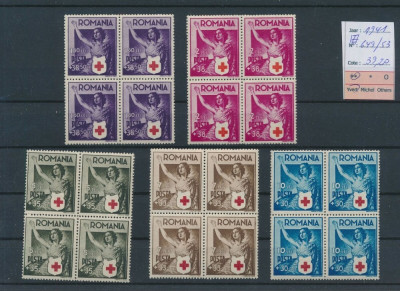 RO-0119-ROMANIA 1941-Lp 145-CRUCEA ROSIE-bloc de 4 timbre nestamilate,MNH foto