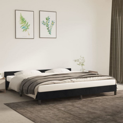 vidaXL Cadru de pat cu tăblie, negru, 200x200 cm, catifea foto