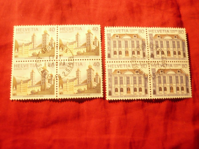 2 Blocuri -Serie Elvetia 1978 Europa CEPT, Istorie ,stampila speciala 4x2val.