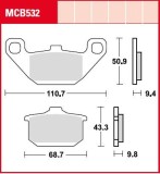 Set placute frana TRW MCB532 - Kawasaki EL - EX 250 - GPX - GPZ 400-1100 - Z - ZL - ZX 250-1100 - VN 400-1600