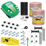 Pachet gard electric complet 2000&nbsp;m, 4,5&nbsp;Joule, cu sistem solar, pentru animale domestice, AgroElectro