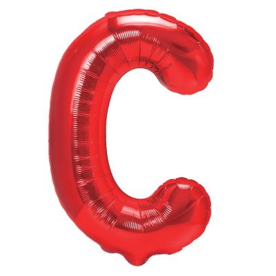 Balon folie metalizata litera c, flippy, 40 cm, umflati cu heliu sau aer, ambalaj individual, pai inclus, rosu foto