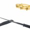 Set baston telescopic flexibil argintiu, maner cauciuc, 47 cm + box craniu auriu