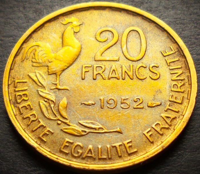 Moneda istorica 20 FRANCI - FRANTA, anul 1952 * cod 4180
