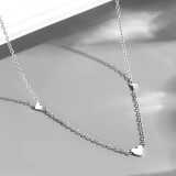 Cumpara ieftin Lantisor Argint 925 Rodiat 3 Inimioare Minimalist Choker Triple Love 40+5cm