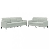 Cumpara ieftin Set de canapele cu perne, 2 piese, gri deschis, catifea