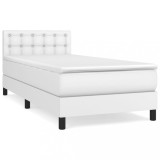 Cumpara ieftin Pat box spring cu saltea, alb, 90x200 cm, piele ecologica