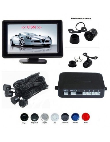Senzori parcare cu camera video si display LCD de 4.3&quot; T24 Albastru