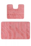 Cumpara ieftin Set 2 Covorase Baie Model Symphony 2580, Marimi 60 x 100 50 x 60 cm, Roz, Antiderapant, Antialergic, Polipropilena