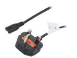 Cablu Alimentare 1,8m Negru 3x0,75mm2 BS 1363 la IEC C7 2,5A, Logilink
