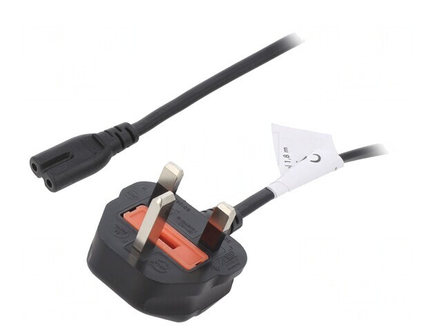 Cablu Alimentare 1,8m Negru 3x0,75mm2 BS 1363 la IEC C7 2,5A