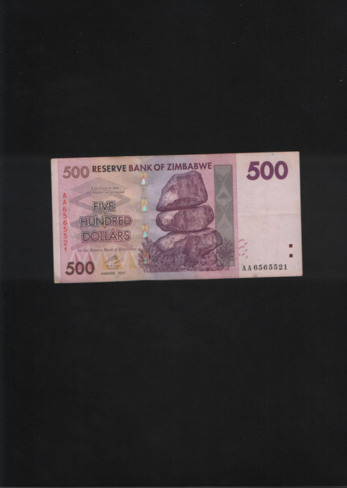 Zimbabwe 500 dollars dollari 2007 seria6565521
