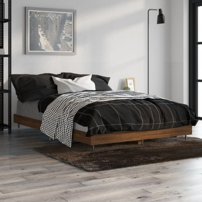 vidaXL Cadru pat fără saltea stejar maro 120x190 cm, lemn prelucrat 832196