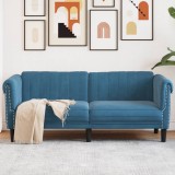 Cumpara ieftin Canapea 2 locuri albastra din catifea, 182 cm, design modern