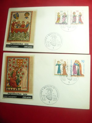 2 FDC Berlin 1970 - Pentru Tineri ,cu serie 4 val. foto