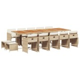 Cumpara ieftin Set mobilier de gradina cu perne, 15 piese, bej, poliratan