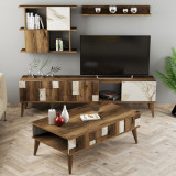 Cumpara ieftin Set Comoda TV si Masuta de Cafea Living Madrid Alb-Walnut