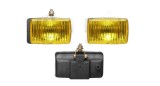Proiector auto Wesem 12/24V rectangular bec H3 partea stanga/dreapta 138x78x60mm sticla galbena carcasa neagra, cu lumina de ceata