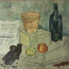 Tablou L. Klodnischi, ulei pe carton, roman, anii 60, doua fetze 36 x 46 cm