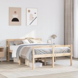 vidaXL Cadru de pat senior cu tăblie, 140x190 cm, lemn masiv pin 3305857
