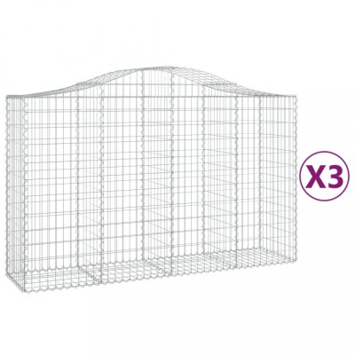 Cosuri gabion arcuite 3 buc, 200x50x120/140 cm, fier galvanizat foto