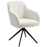 HOMCOM Scaun de salon pivotant captusit confortabil picior de otel si material polar alb | Aosom Romania