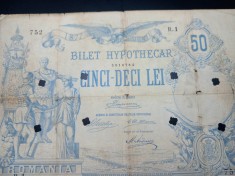-----50 Lei 1877-BILET HYPOTECAR Raritatee!!!