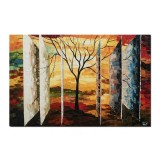Tablou inspirational gigant pictat manual living, birou, dormitor, Vieti paralele, 150x100cm ulei pe panza in cutit efect 3D, gata de expus pe perete