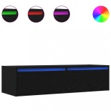 Cumpara ieftin Dulap TV cu lumini LED Stejar negru 100X35,5x25 cm