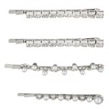 Set Agrafe de Păr, 4 Bucăți, Argintii, Strass și Mărgele, 6cm, Oem