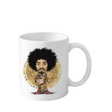 Cana din ceramica haioasa, 330 ml, alba, pentru pasionatii muzica, Jimi Hendrix