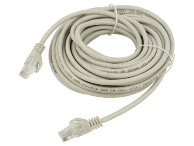 Cablaj rețea U/UTP 5e CCA gri 10m cu mufe RJ45 la ambele capete foto