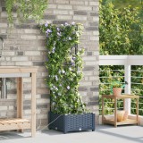 vidaXL Vază pentru Grădină Zăbrele cu depozitare Gri 40 x 40 x 126cm Plastic