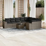 vidaXL Set mobilier de grădină cu perne, 10 piese, gri, poliratan 3255387
