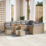vidaXL Set de canapele pentru grădină , 12 piese, cu perne, din răchită bej și acacia.