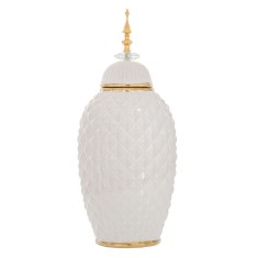 Vaza din ceramica White Golden cu capac 20 cm x 47 cm