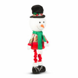 Figurină elf textilă de Crăciun - om de zăpadă - cu picioare telescopice - 95 x 25 x 20 cm