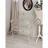 Bancuta Shabby Chic din fier forjat Antik White AJA041