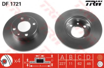 Disc frana FIAT STRADA II (138A) (1982 - 1988) TRW DF1721 foto