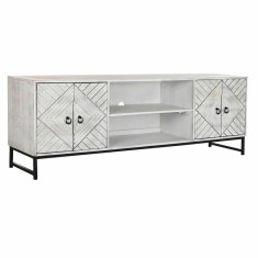 Mobilă TV DKD Home Decor 180 x 40 x 60 cm Negru Metal Alb Lemn de mango