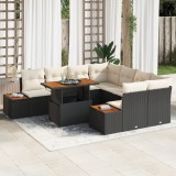 Set de Sofa pentru Gradina vidaXL cu 9 Piese cu Perne Negru Ratan Polimeric, Set de Sofa pentru Gradina vidaXL cu 2 Locuri cu Spațiu de Stocare și Per