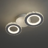 Lustra LED cu telecomanda si cristale NOVA ROTONDA 34W, 2 cercuri, dimabila, lumina rece/calda/neutra, alb