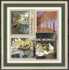 Guineea Bissau 2001 - Picturi de Monet, Colita. MNH