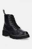 Karl Lagerfeld bocanci de piele KAMDEN femei, culoarea negru, cu platforma, KL40450