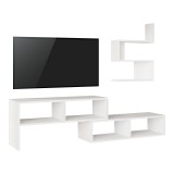 Cumpara ieftin Set mobilier living Kakomo, Pako World, Alb, 170x29x43 cm