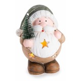 Figurina Mos Craciun teracota multicolora cu led cm 9 x 7 x 11,5 H