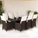 Cumpara ieftin Gossi set mobilier de gradina cu perne, 9 piese, maro, poliratan